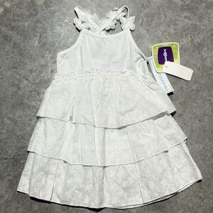 KidRUs Dress Girls 2T Toddler White Sun Cotton Layered Floral